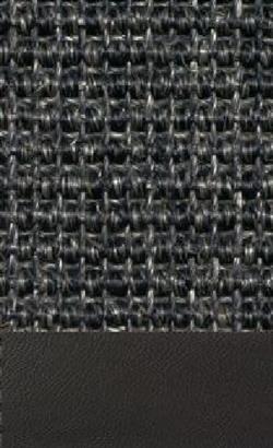 Sisal Salvador anthrazit 040 tæppe med kantbånd i sort læder